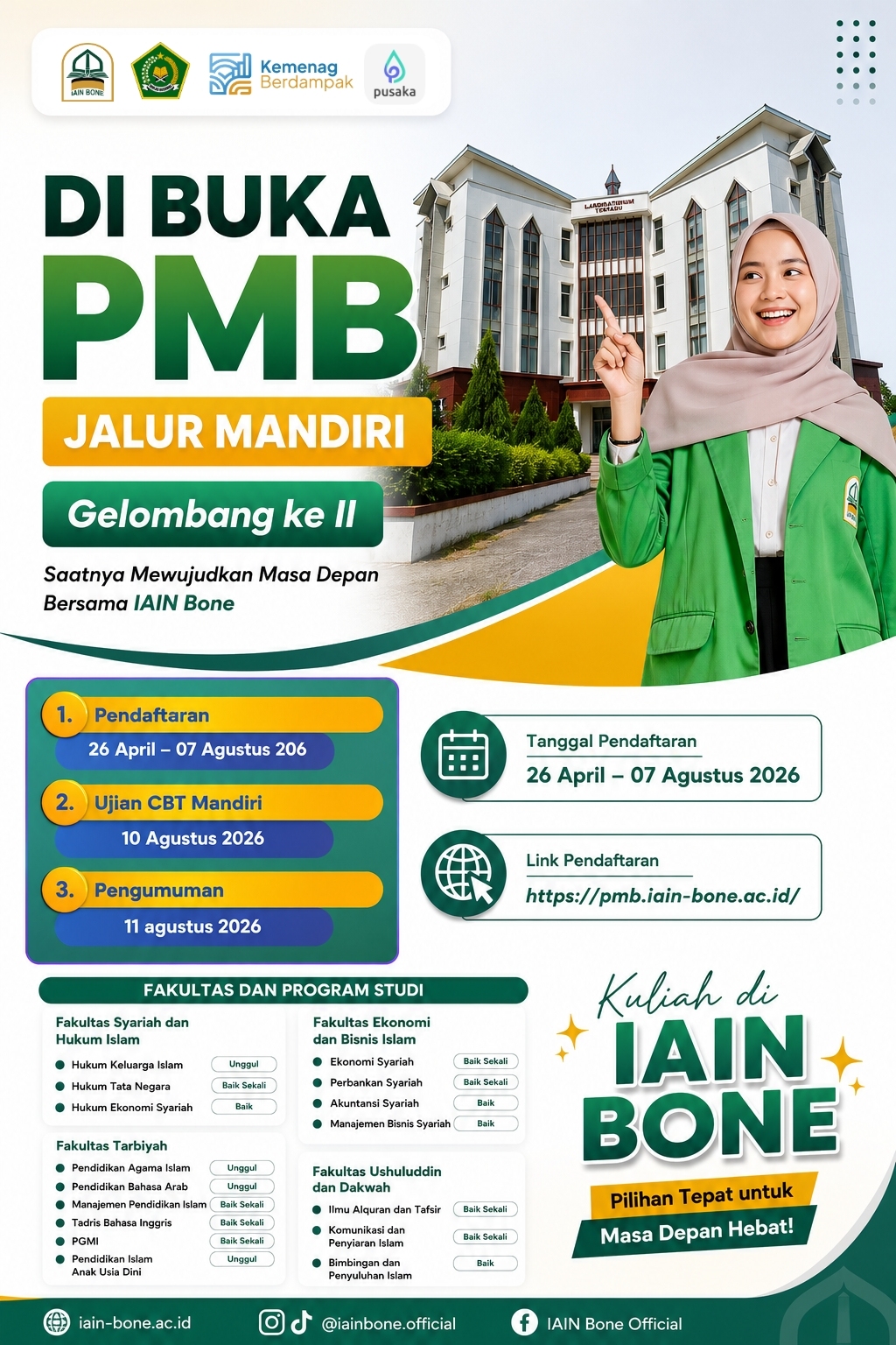 📢 DIBUKA PMB JALUR MANDIRI — GELOMBANG KE-II IAIN BONE